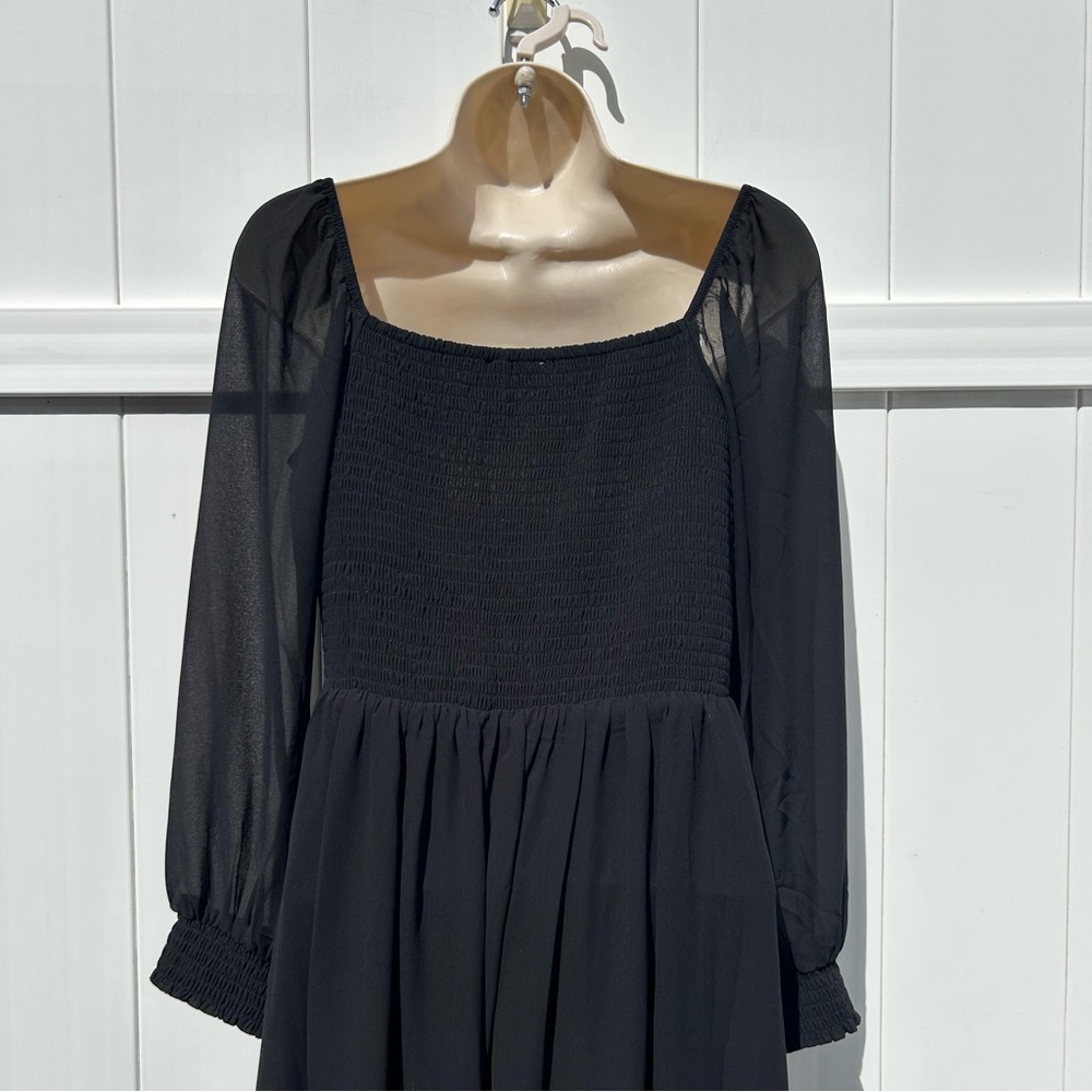 Baltic Born Giselle Maxi Dress Black Chiffon Maxi with Smocked Bodice | Large - Picture 11 of 16